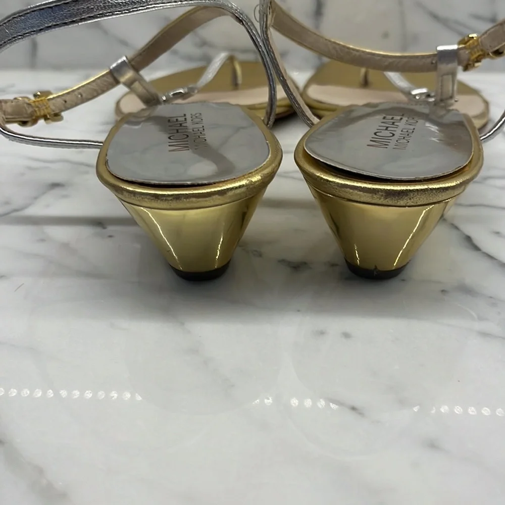 Michael Kors Gold and Silver Strappy Sandals - Picture 6 of 8